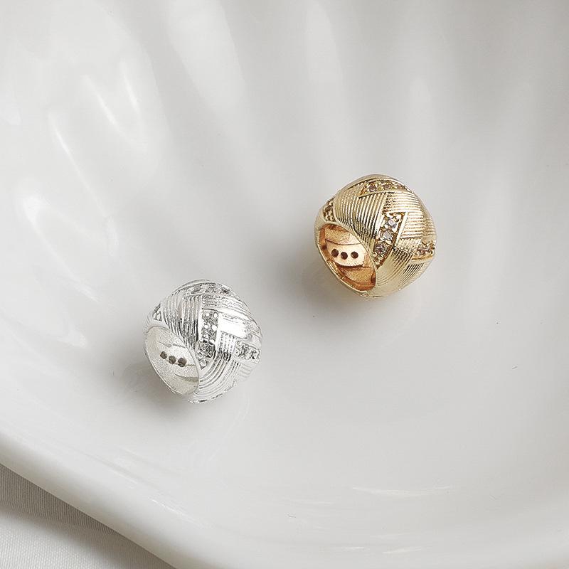 Collana con Catena Rolo e Perla Grande Foro in Oro 14K Placcato Zircone Spazzolato per Gioielli Fai da Te