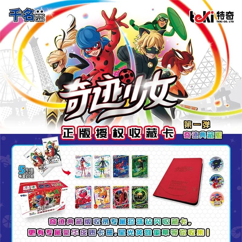 Genuine Miraculous Girl Card Ladybug Reddy Black Cat Roll Anime Hero Card Badge SSP Kids Game Toy Xmas Halloween Birthday Gift