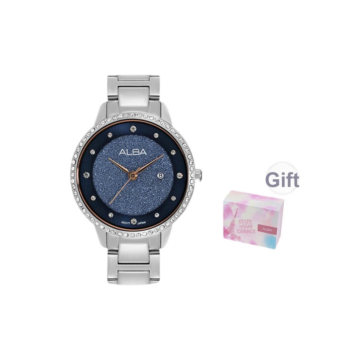 Seiko Alba Series Elegant Classic Exquisite Waterproof Minimalist Watch Quartz Movement Stainless Steel Strap Women watches Blue AH7W29X1 Single Watch