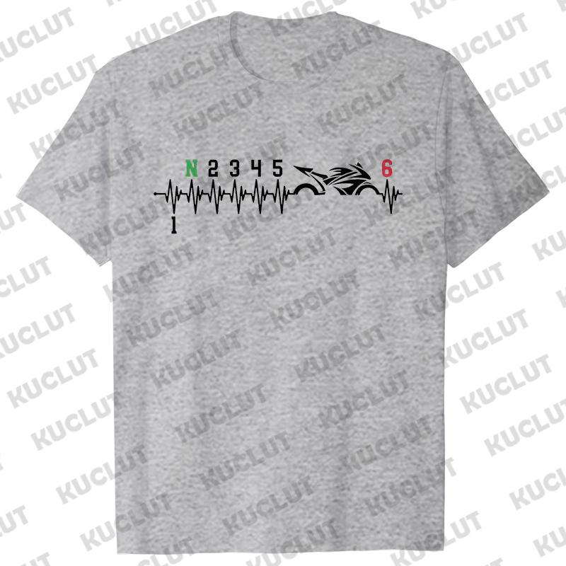 1N23456 Motorcycle Gear Biker Heartbeat Retro Printed Men's New T-shirt Fashion Casual Loose Summer Tshirts Short Sleeve T-shirt