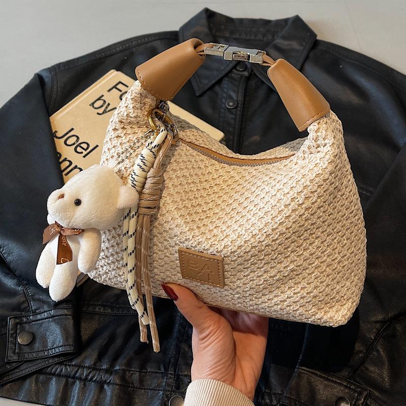 Woven Straw Bag Women's 2025 New Summer Niche Design Messenger Bag Versatile High-end Portable Dumpling Bag