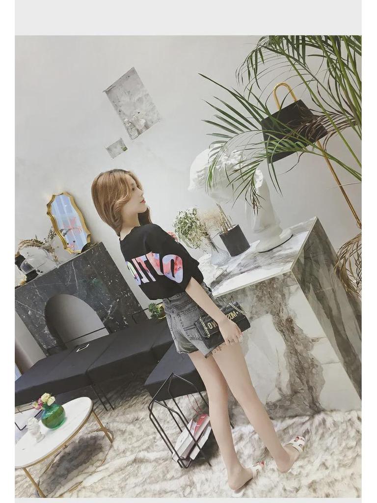 Women's 2024 Summer Korean Style Loose Letter T-Shirt - Short Sleeve, Plus Size, Trendy Half Sleeve Top for Students