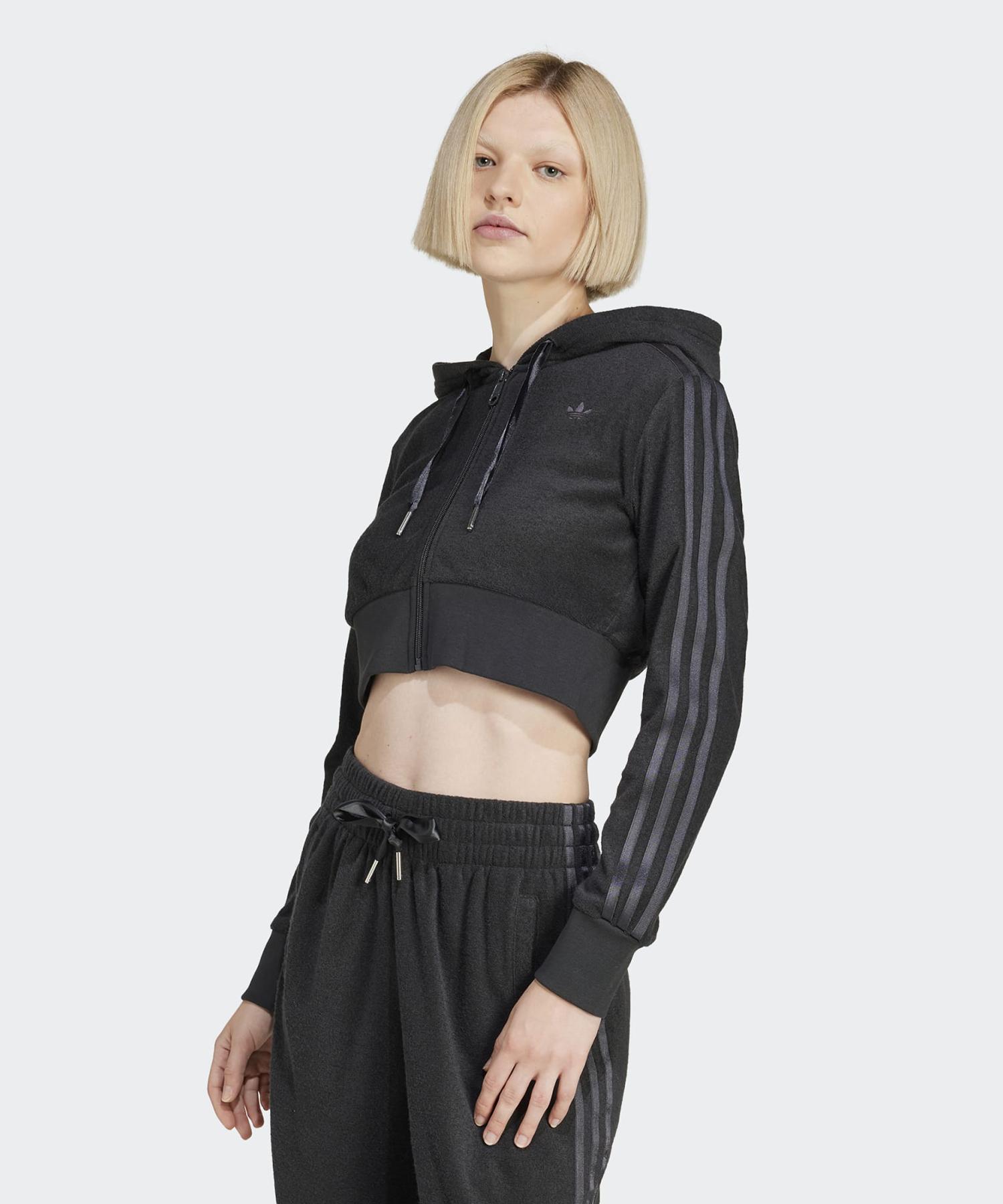 Adidas Crop Full-Zip Hoodie - Black / Jn3006 Black/S