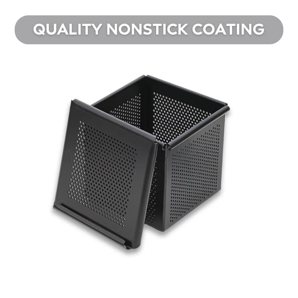 Non Stick Cube Croissant Mini Toast Box Mold Mini Pullman Loaf Pan with Square Lid Perforated Toast Box Water Cube Baking Tool