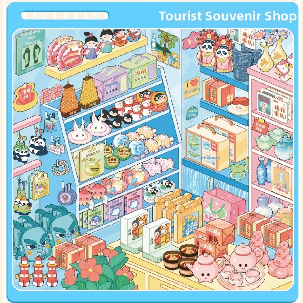 PET Die-cut 3D Mni Cabin Stickers 10 Scenes DIY Stacking Sticker Miniature Scene Sticker  Kid Toy