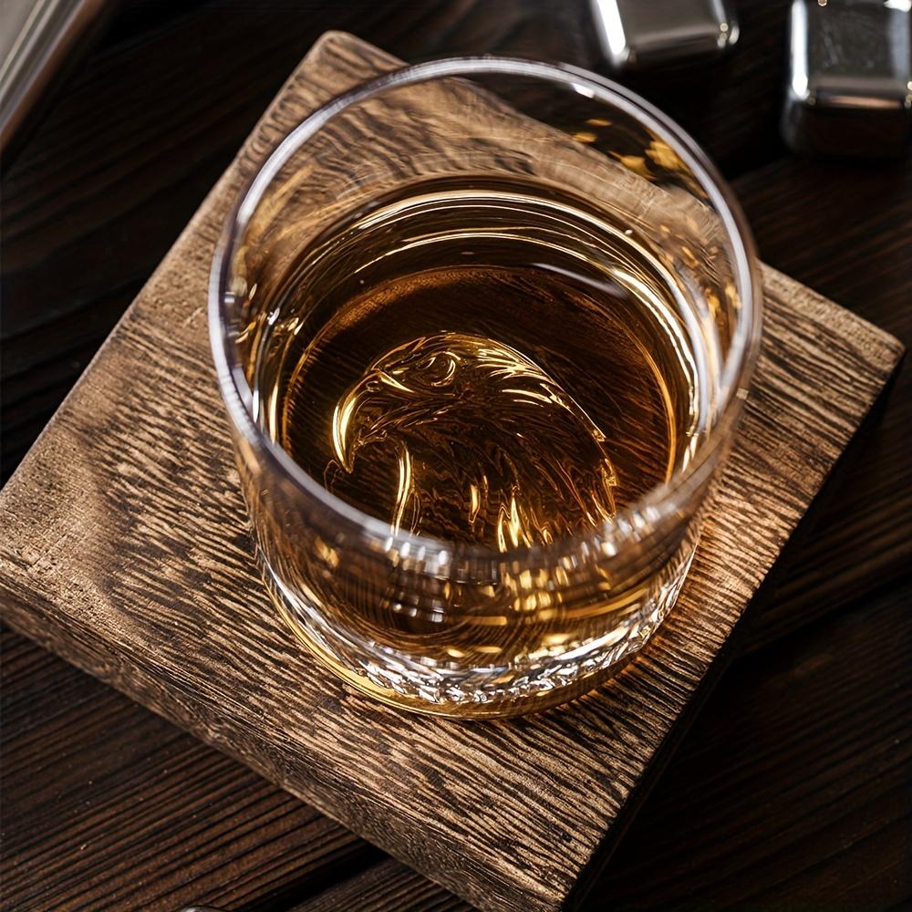 4szt. 10 oz. Eagle Pattern Old Fashioned Whiskey Glasses - Idealne do szkockiej whisky, bourbonu, koniaku i koktajli - Solidne pudełko - Idealny prezent dla ojca
