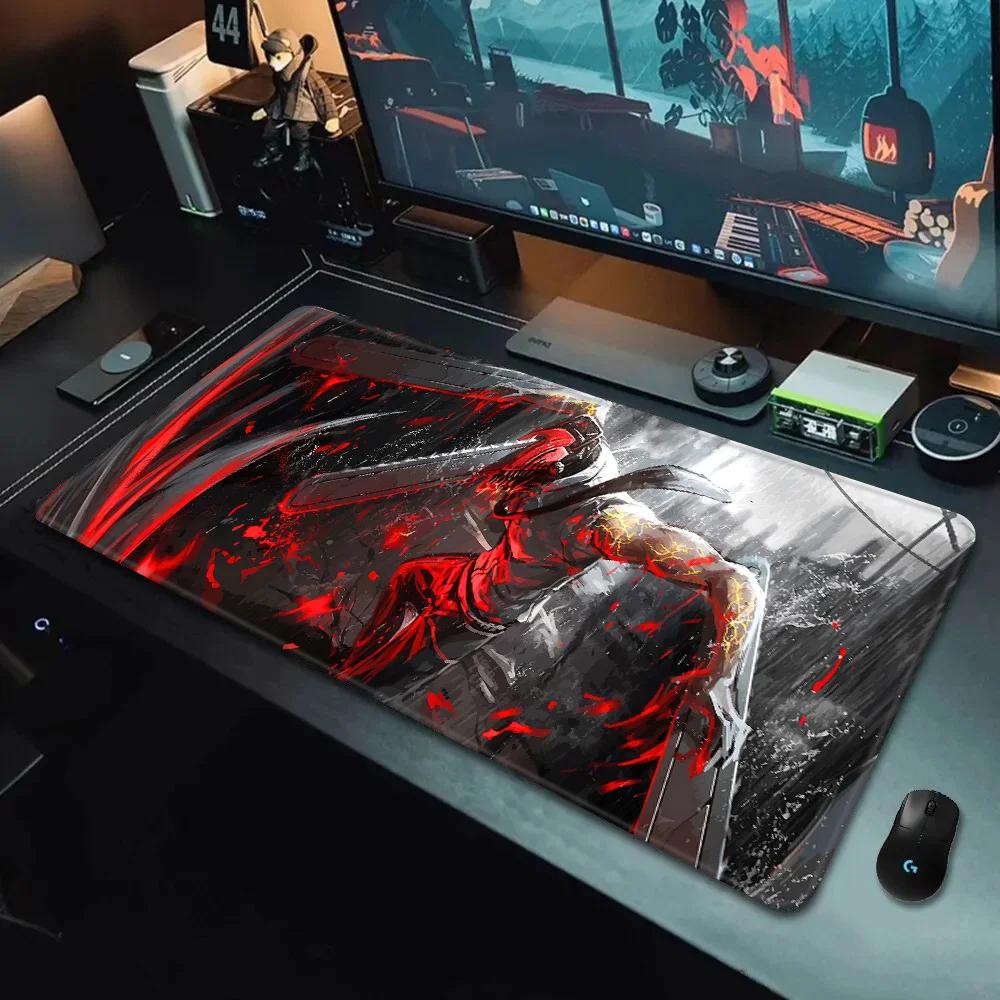 Anime Chainsaw Man Mauspade HD-Druck Computer-Gamer Verriegelungskante Rutschfestes Mauspade XXLxcm Tastatur PC Schreibtischunterlage