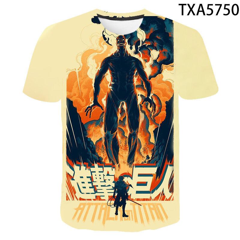 Attack on Titan 3D Pattern T-Shirt for Anime Fans, Stylish Cartoon Tops, Lightweight Polyester Casual Streetwear Clothes