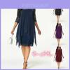 Elegant Plus Size Womens Overlay Three Quarter Sleeve Lace Long Dress