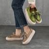 Johnature Genuine Leather Thick Soled Women's Shoes Casual Versatile Solid Color Flat Platform Shoes