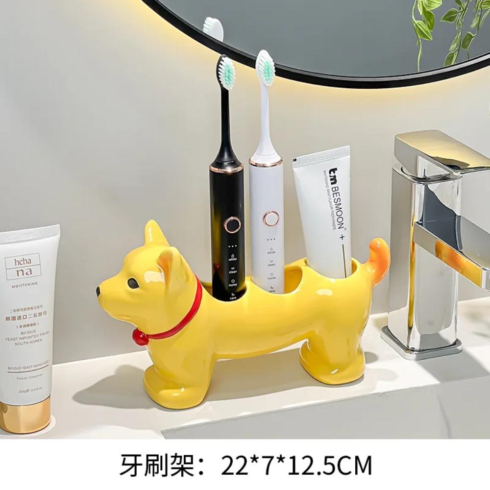 

Cartoon Animal Ceramic Toothbrush Holder Bathroom Washbasin Facial Cleanser Toothbrush Storage Base Bathroom Accessories