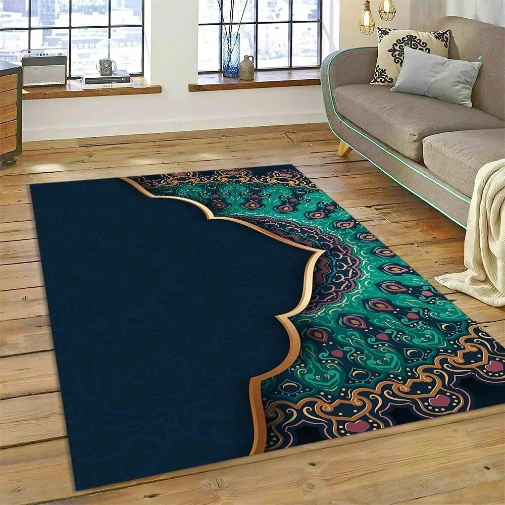 Muslimischer Islam Gebetsteppich zur Wohnzimmerdekoration Teppiche Zuhause Sofa Kaffeetisch Rutschfest Schlafzimmer Bettseite Bodenmatte Waschbar