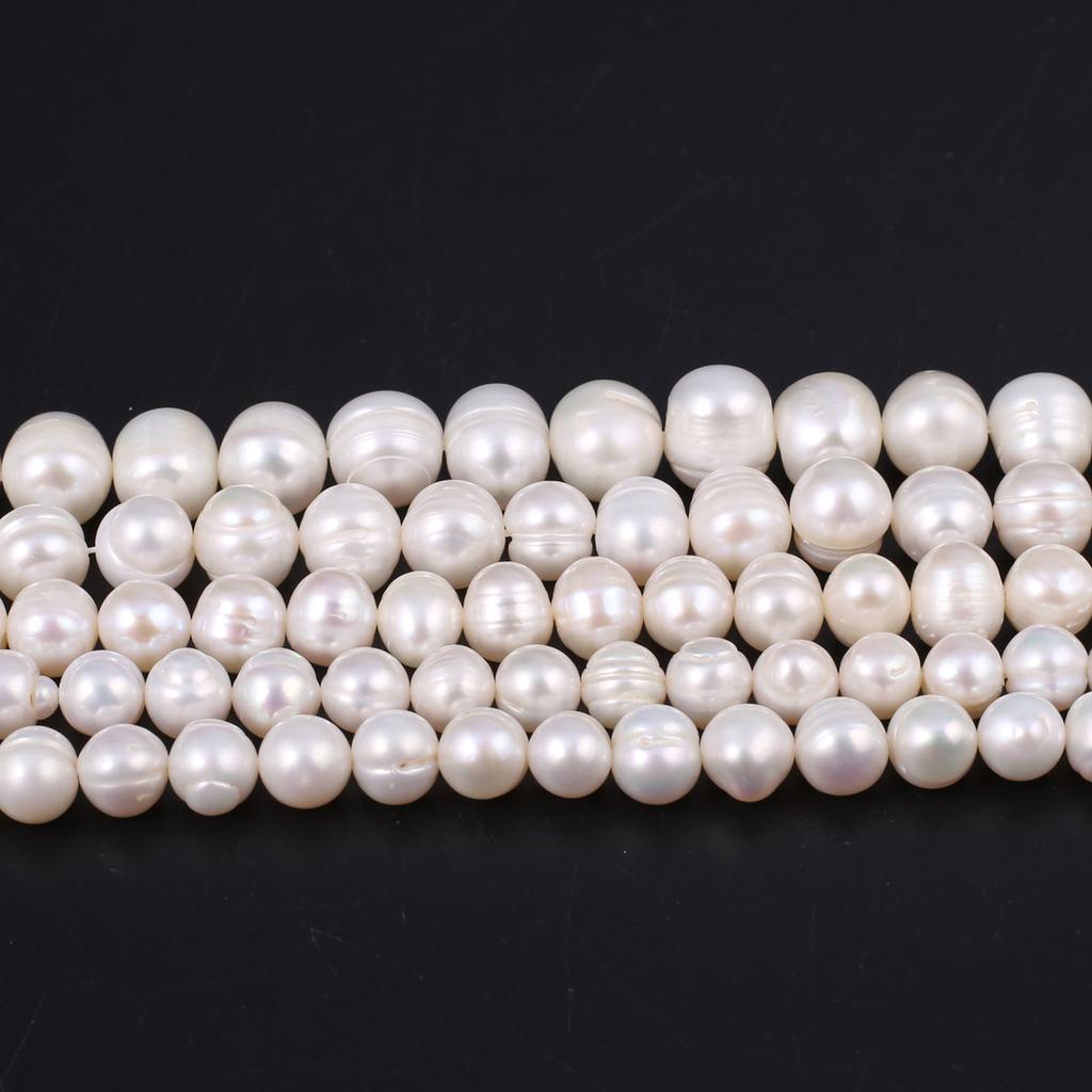 Boho Handmade Near-round Pearl AA White Natural Freshwater Pearls Beads for Jewelry Making DIY Necklace Accessories, Mother's Day Crafts 36cm