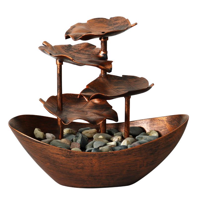LED Lotus Leaf Water Fountain Ornament with Night Light for Home Décor