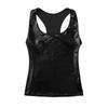 Womens Sleeveless Tank Tops Bodycon Slim Fit Casual Round Neck Metallic Shiny Crop Tops Vest