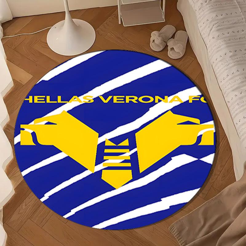 1PC Hellas-Verona Crest Round Rug for Livingroom,Bedroom, Palyroom, Chair Rug, Area rug, Circle Carpet, Large Size Fan Christmas gift