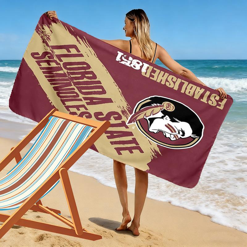 Florida State Seminoles Print Beach Towel, Large Soft Quick Dry Towel for Beach Camping Swimming