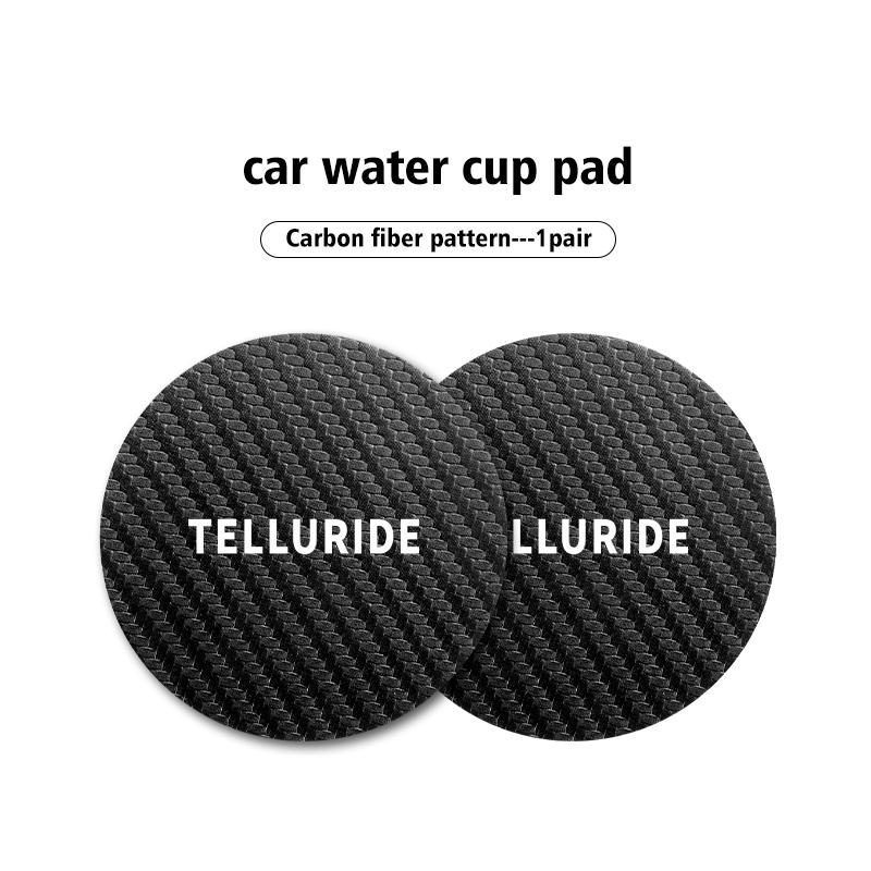 For KIA Carbon Fiber Car Coaster Water Cups Mat Drink Anti-slip Pad Soul Stonic Picanto Proceed Sorento Cerato Sedona BU9