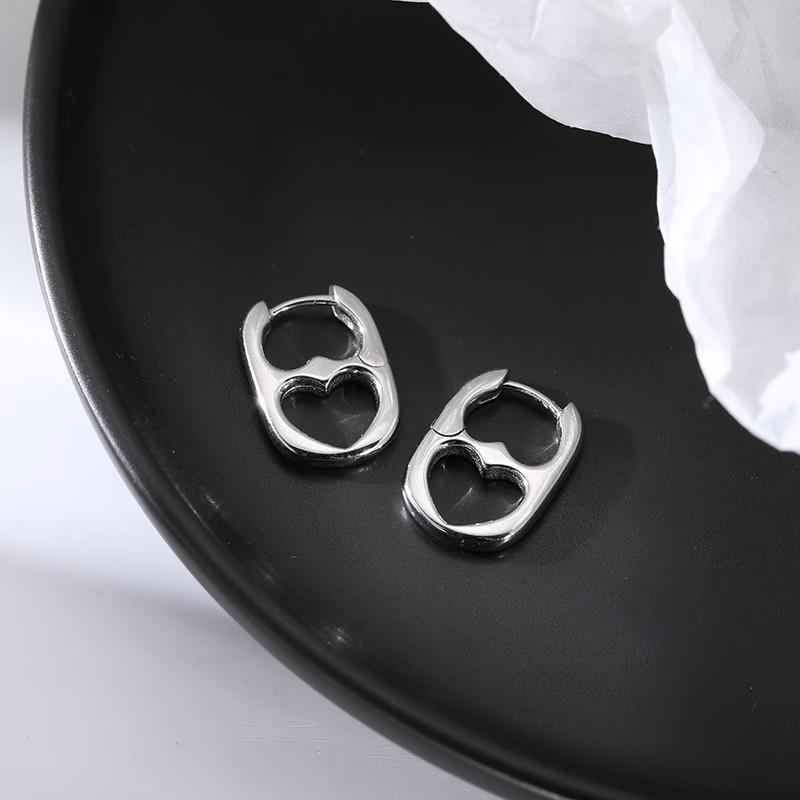 Silver Color Hollow Heart Hoop Earrings for Women Girls Personality Korean Wedding Party Birthday