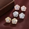 Elegant Female White Zircon Round Earring Charm Gold Silver Rose Color Stud Earrings For Women Vintage Wedding Jewelry