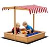 Sabbiera 107,5 x 107,5 cm Sabbiera per Bambini con Copertura Regolabile in Altezza, Sabbiera in Legno per Bambini 3-7 Anni per Giardino Esterno Terrazzo Balcone