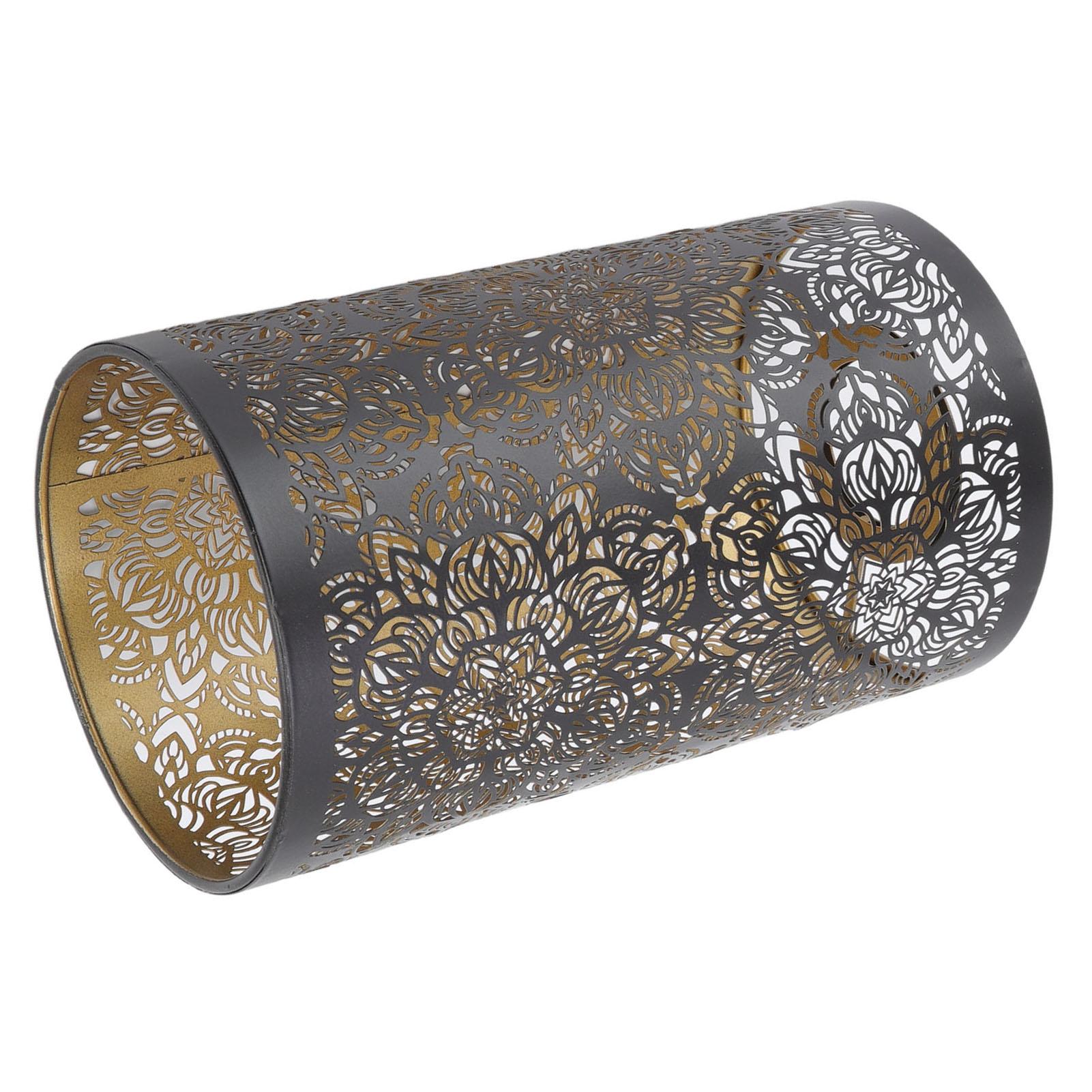 

Lamp Shade Hollow Carving Metal Cylindrical Circular Pattern E27 E26 Detachable Decorative Nightstand Table Lamp Shade