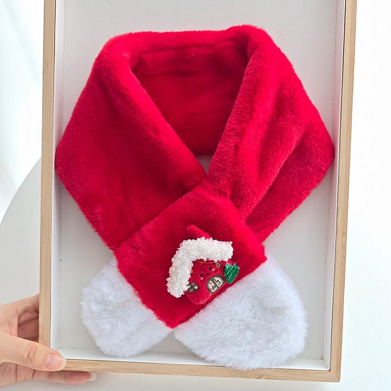 Kids' Red Knit Scarf: Winter Plush Neck Warmer