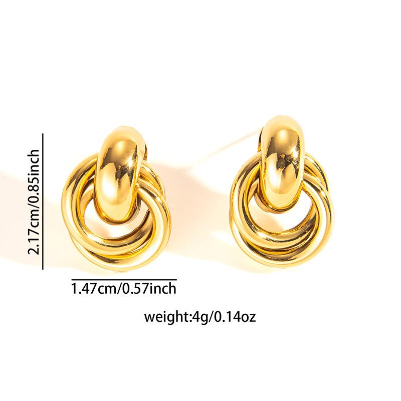 Elegant Retro Geometric Frosted Hollow Cable Texture Earrings for Women