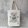 [mauve] NEW Canvas Tote Bag, A4 Size, Slim, Lightweight, Zipper Closure, Unisex, for Commuting, School, and Everyday Use (Royal Cat X White)
