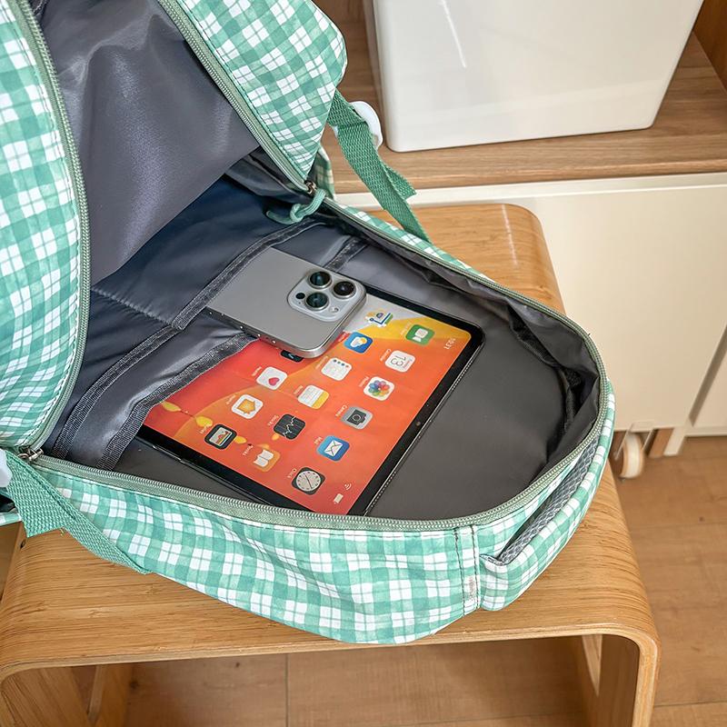 Sac d'école léger pour femme Étudiant Grande capacité Sac à dos bloc de couleurs