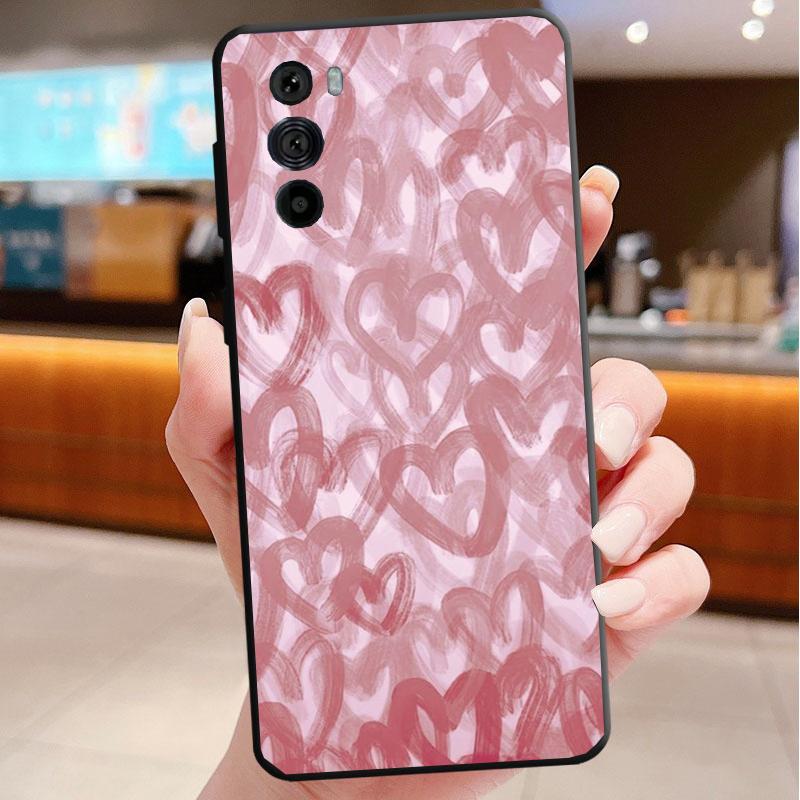 Phone Case For Motorola Edge 50 40 Pro 60 50 40 30 Ultra Neo Fusion Moto G85 G72 G53 G54 G84 G13 G32 Pink Gold Love heart