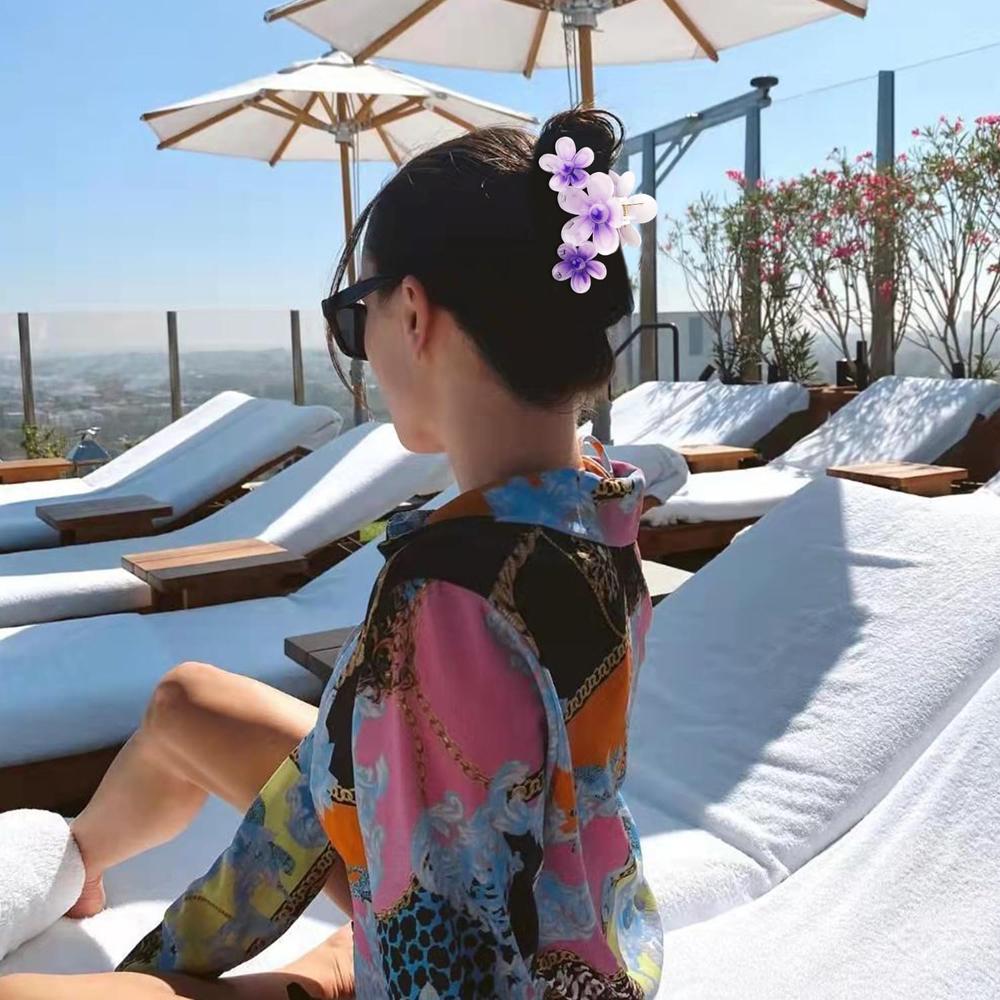 Gheare de păr cu flori mari, 4,3 inci, femei, fete, crab, gheare de păr hawaiian pentru păr subțire, mediu