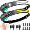 LED+COB Sensor Headlight 5 Lighting Modes Head Torch Rechargeable Built In 1200mAh Battery Head Lamp Waterproof Working Lantern