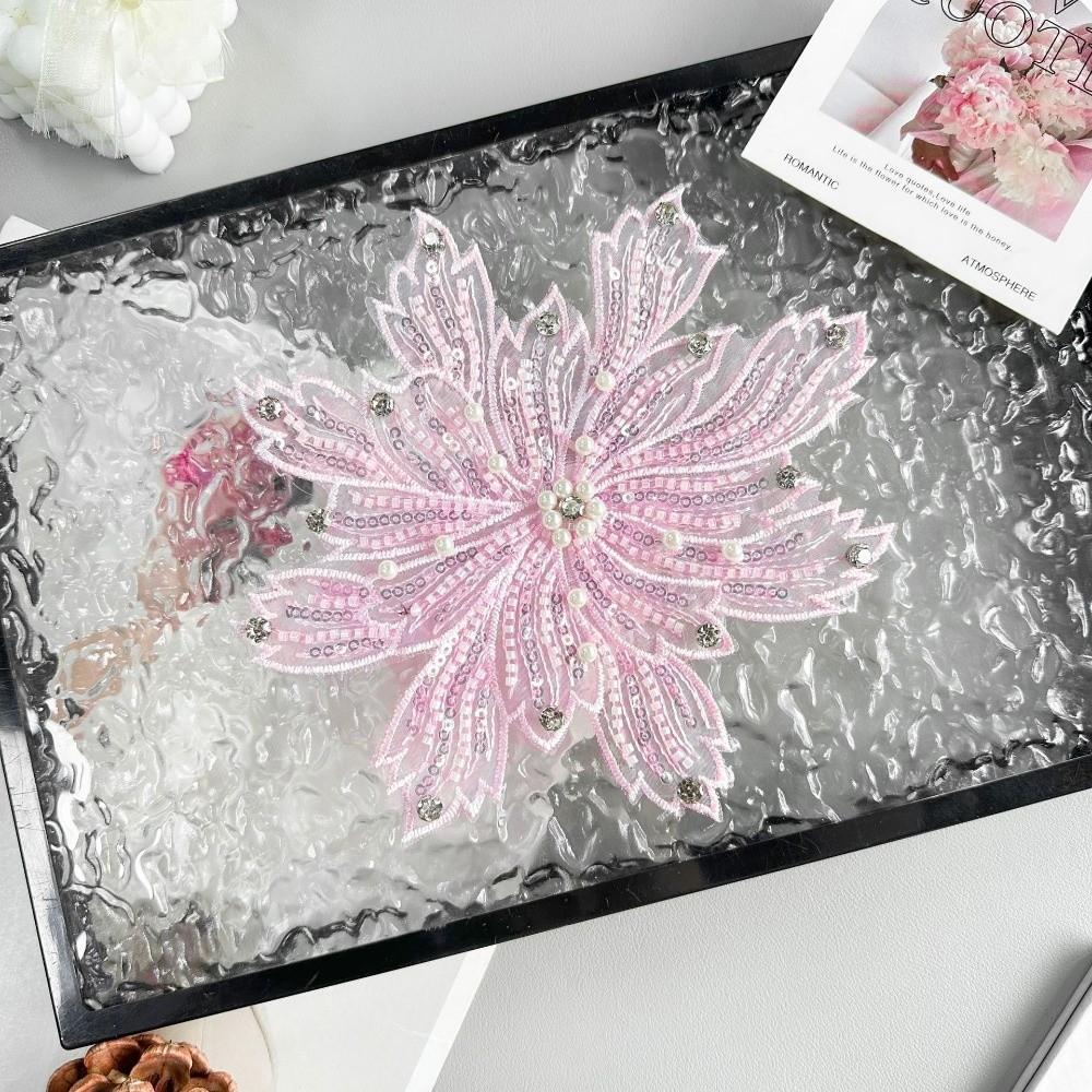Beaded Organza Clothing Fabric Patches Colorful Flower Embroidery Patch Dress