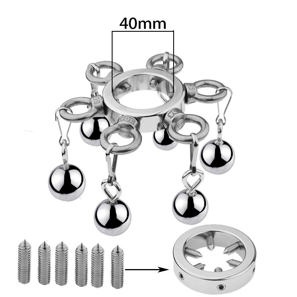 Sexleketøy for voksne Pungenheng Penisring Metall Rustfritt stål Hanebur Strekkøvelse Mannlig onanileketøy