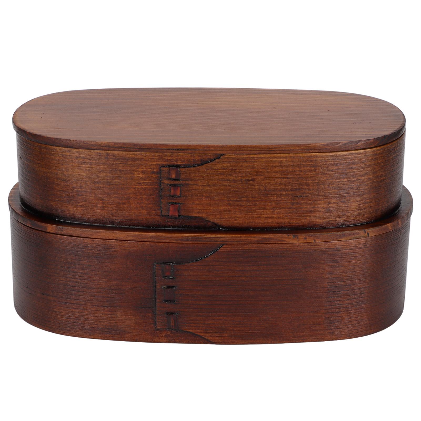

2 Layer Japanese Bento Box Wooden Food Storage Containers for Kids Adults Hiking Climbing Office School L