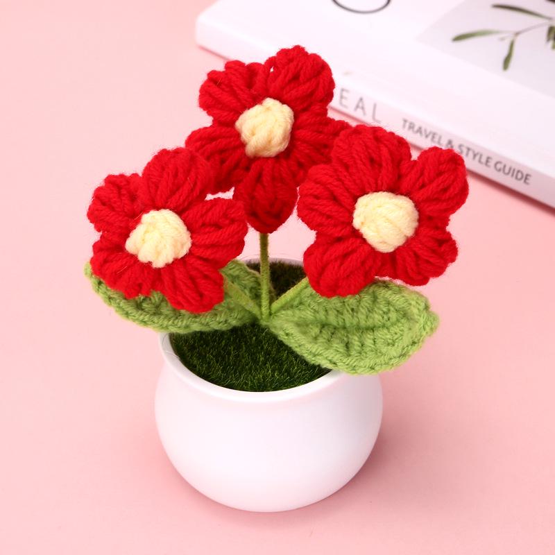 European-American Crochet Sunflower Potted Plant Ornament for Teacher s Day Gift & Home Decor
