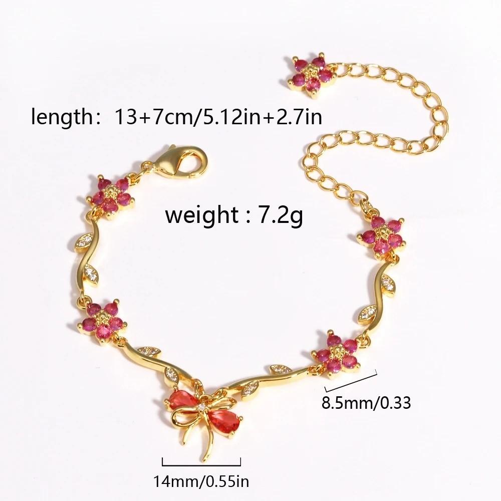 Elegant Y2K Flowers Bracelet Butterfly Bow Crystal Chain Bracelet Multicolor Adjustable Women's Bracelet Jewelry Gift