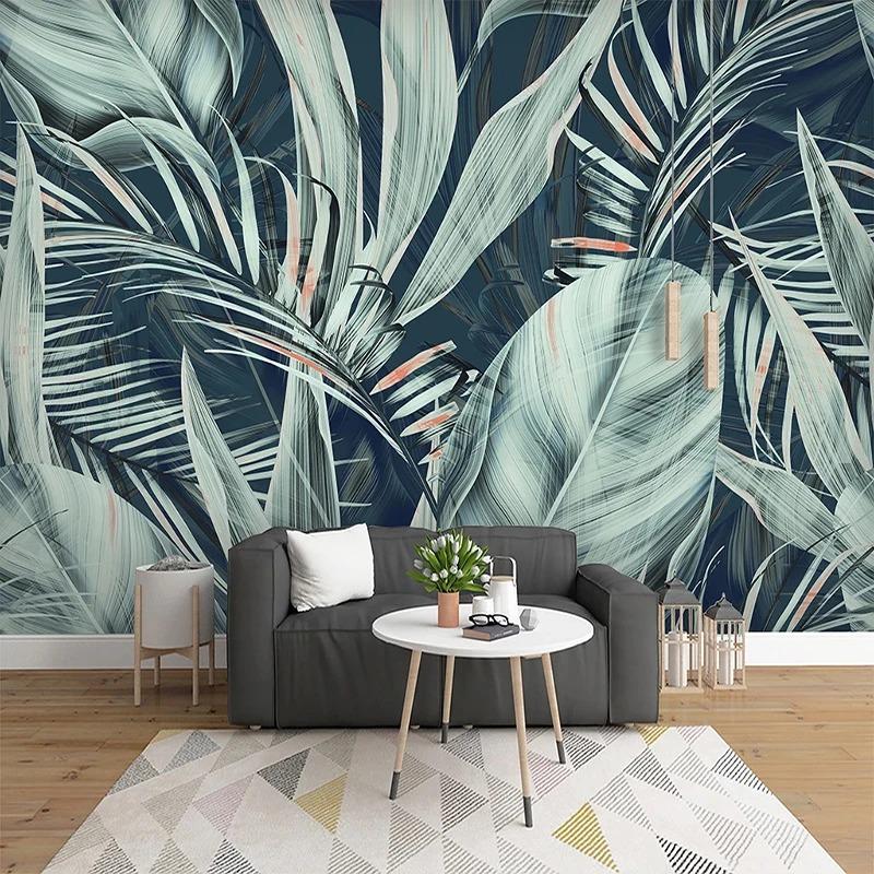 Individuelle Wandmalerei Tropischer Regenwald Bananenblatt Kokospalme 3D Fototapete Wohnzimmer Schlafzimmer Küche Restaurant Dekoration