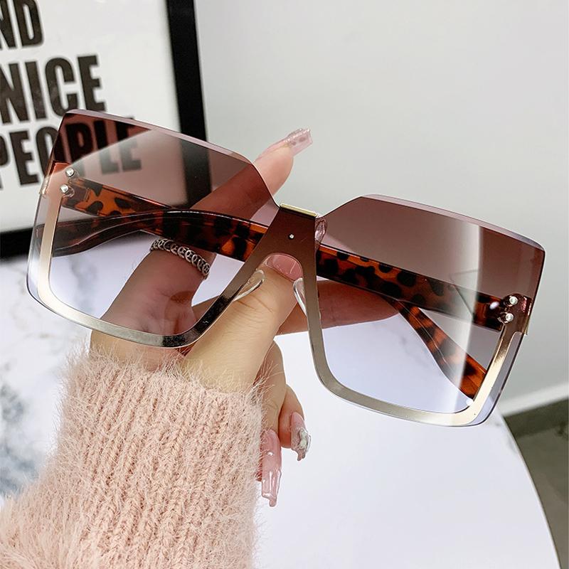 Rimless Sunglasses Women Trendy Vintage Oversized Luxury Lady Shades Eyewear Fashion Design Sun Glasses Brand