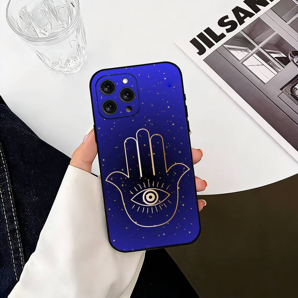 H-Hamsa H-Hand-D  Phone Case For iPhone 17, 16,15,14,13,12,11 Plus,Pro Max, Others Soft Black Cover