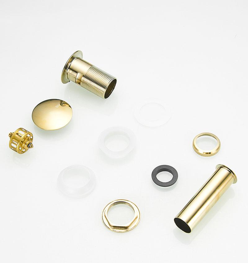 Gold Bathroom Basin Sink Pop Up Drain Brass Material Waste Stopper Floor Drain Non-Porous Bathroom Basin Drainer Bath Hardware