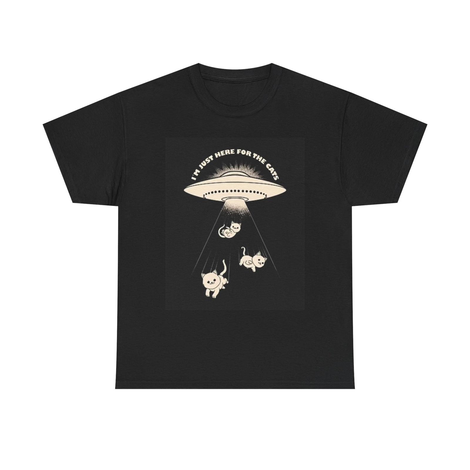 Men s and Women s T-shirts I m Just Here For The Cats Graphic S
