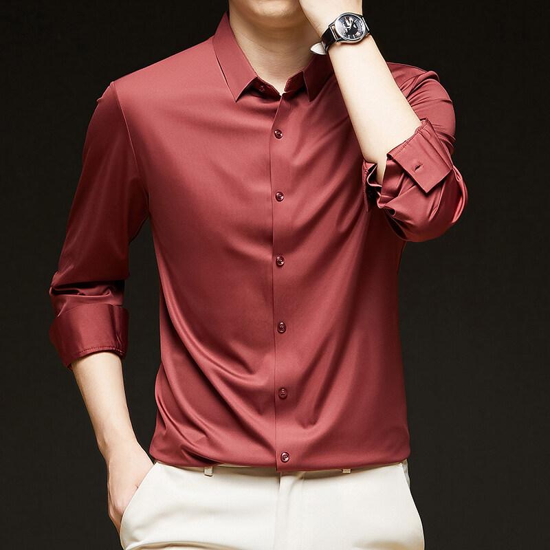 Men's 4-Way Stretch Dress Shirt Solid Long Sleeve Formal Shirts Wedding Business Casual Button Down Shirts