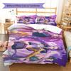 Pościel z wzorem Łowców Demonów K-pop, Zestaw kołdry Poszewka na kołdrę Poszewka na poduszkę Domowy prezent urodzinowy (1 * poszwa na kołdrę + 2 * poszewki na poduszki, bez rdzenia)