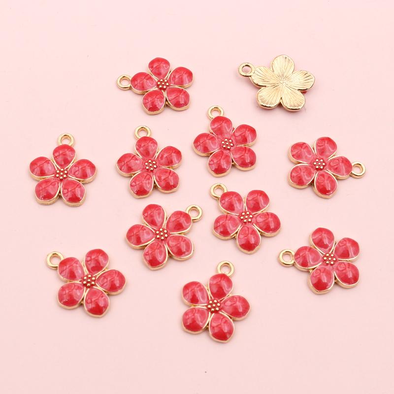 20pcs 17x14mm Flower Charms Pendant Enamel Alloy Small Cute Flower Charms DIY Jewelry Accessories Findings for Necklace Earrings