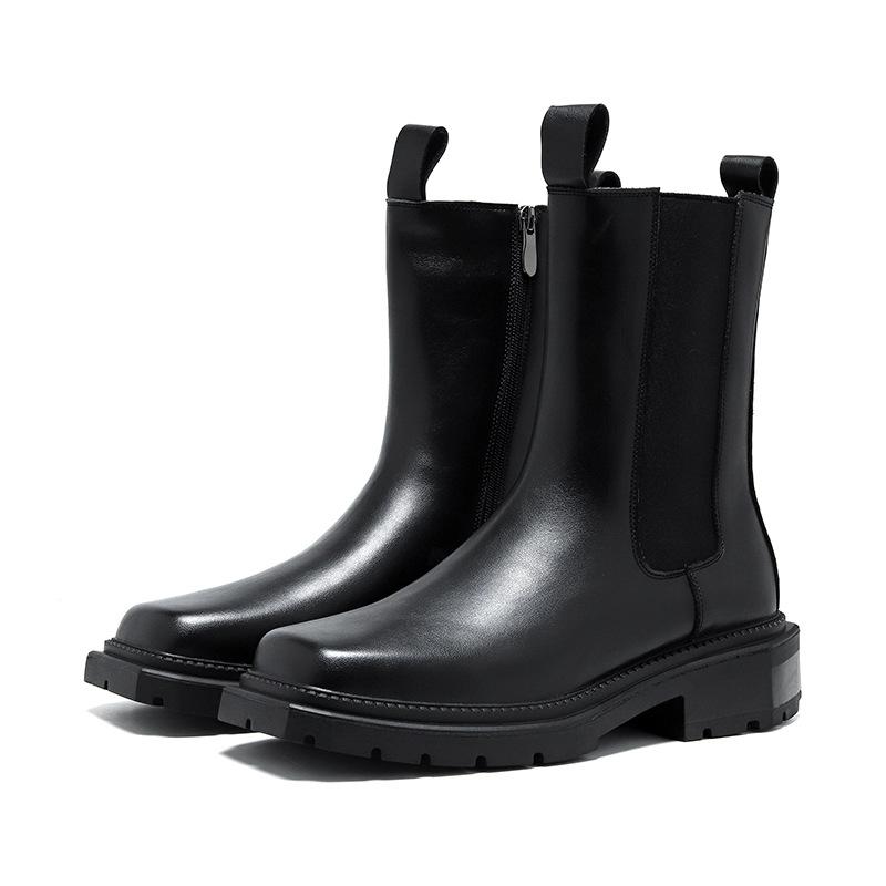 

Ботинки мужские Martin высокие 2025 новые весенне-осенние ботинки средней высоты с боковой молнией и квадратным рукавом мужские ботинки 5688-R 38 чёрный