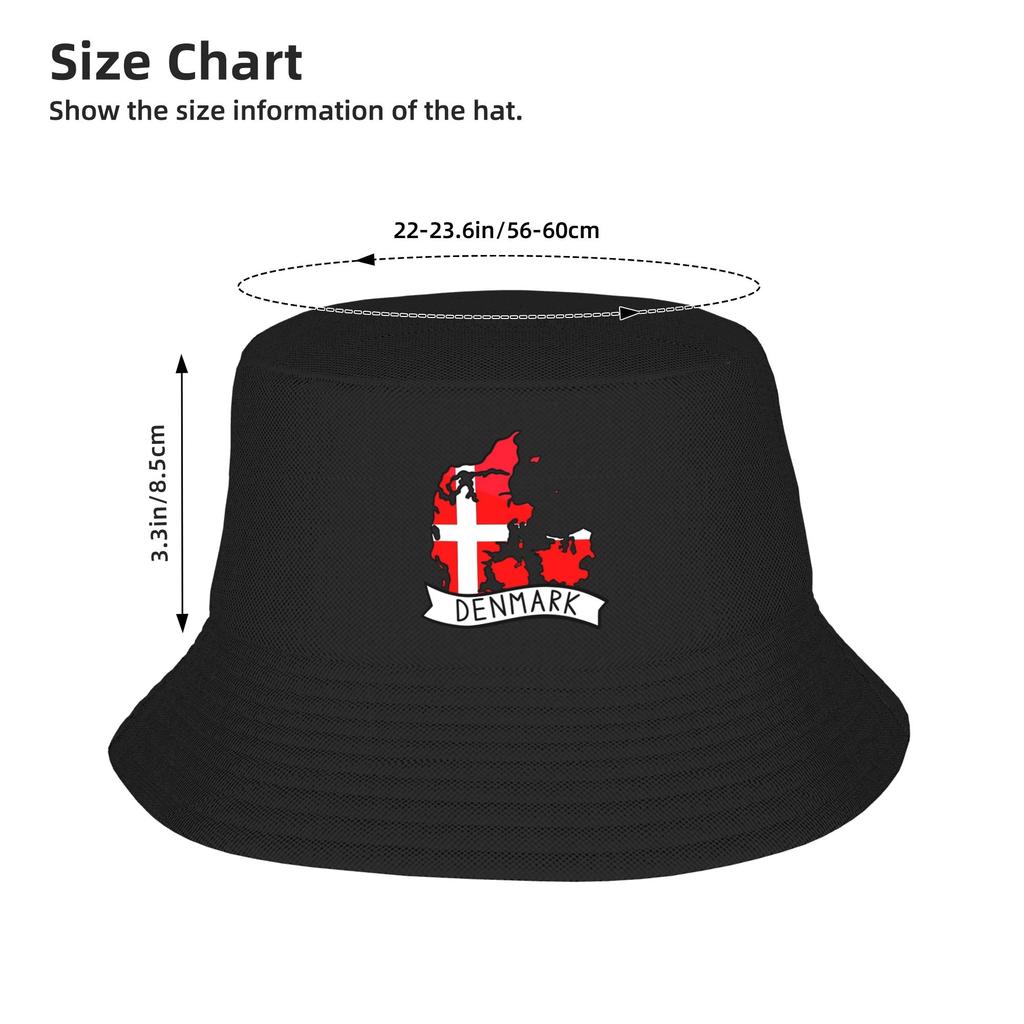 Denmark Flag Map Bucket Hat For Unisex Fisherman Hats Funny Beach Travel Caps Portable Hawaii Pattern Sun Hats