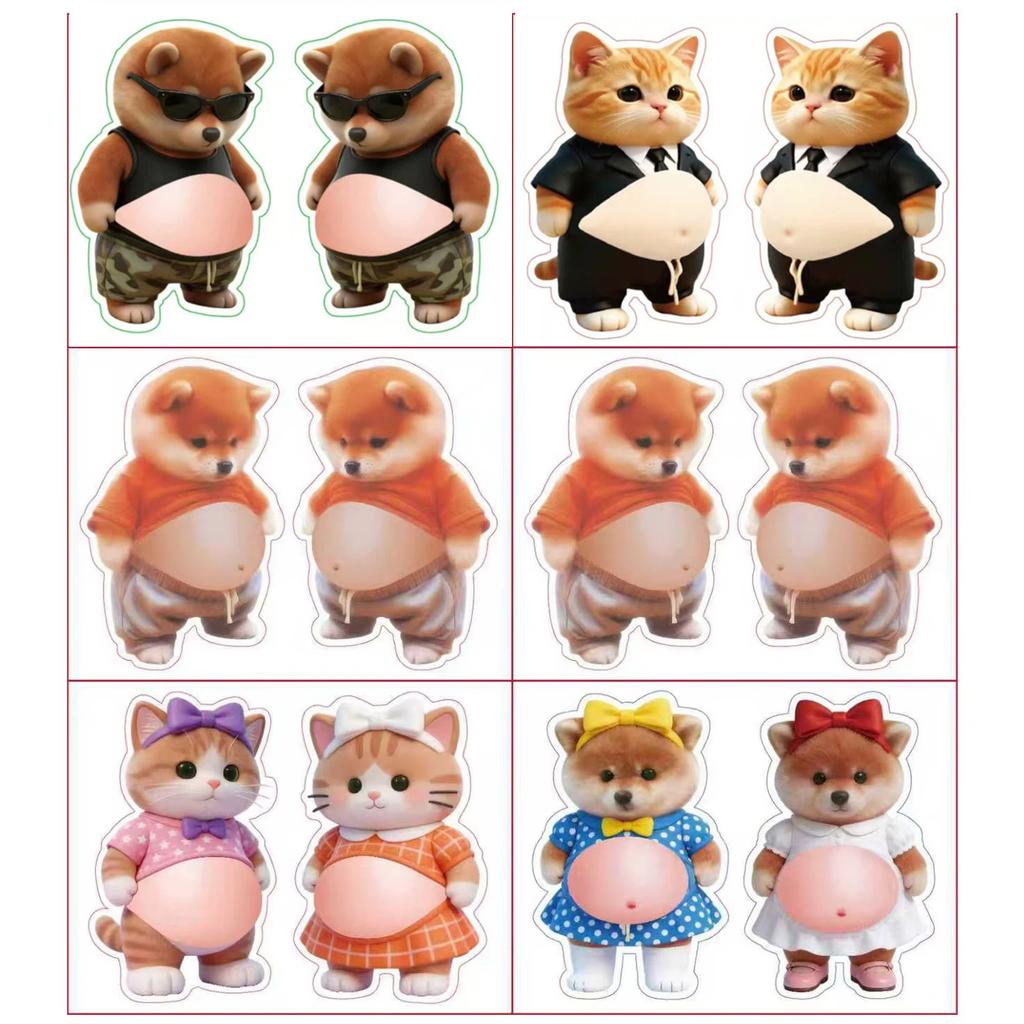 3D Shiba Inu Dog Stickers Soft 3D Animal Belly Sticker Squeeze Sensory Decals Scrapbooking Mobile Phone Decoration Stickers