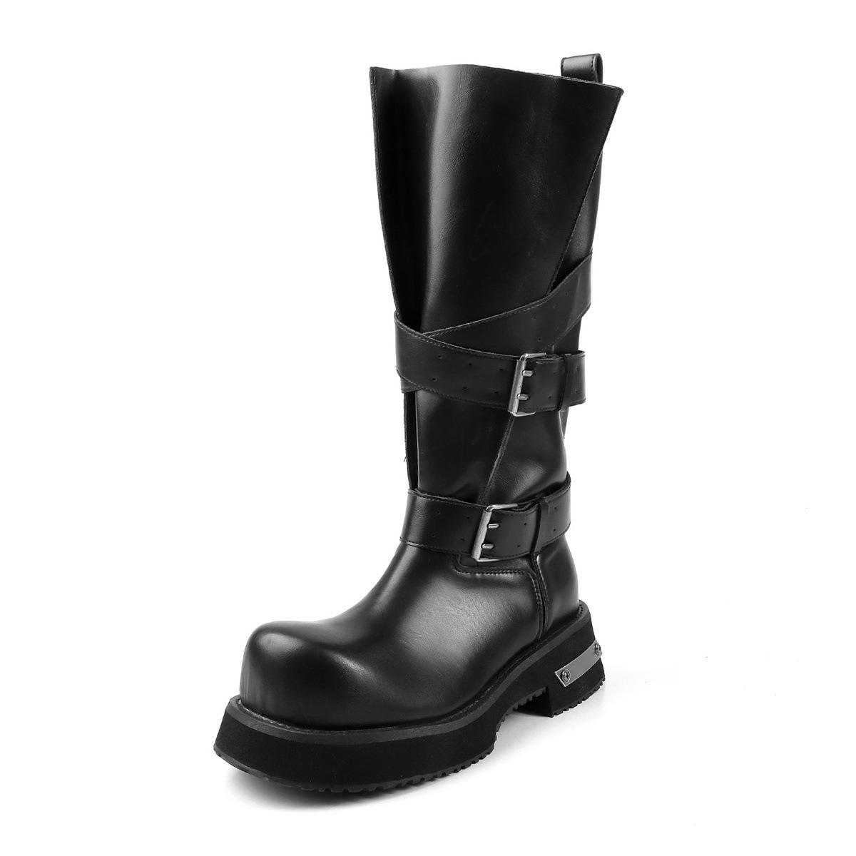 

Muffin thick bottom upturned head venom boots punk Abi Martin boots women s medium tube large tube circumference thin 42 чорний
